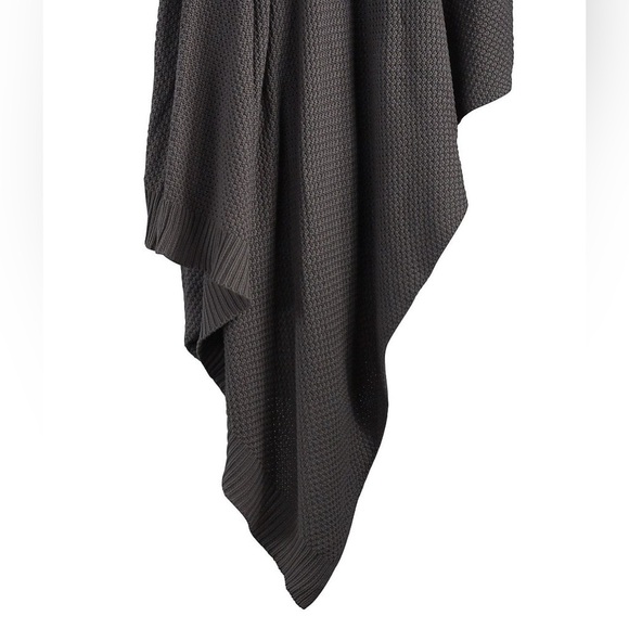 HiEnd ACCENTS Slate Gray Cotton Knit Blanket Full Queen Textured Bedding 92x96